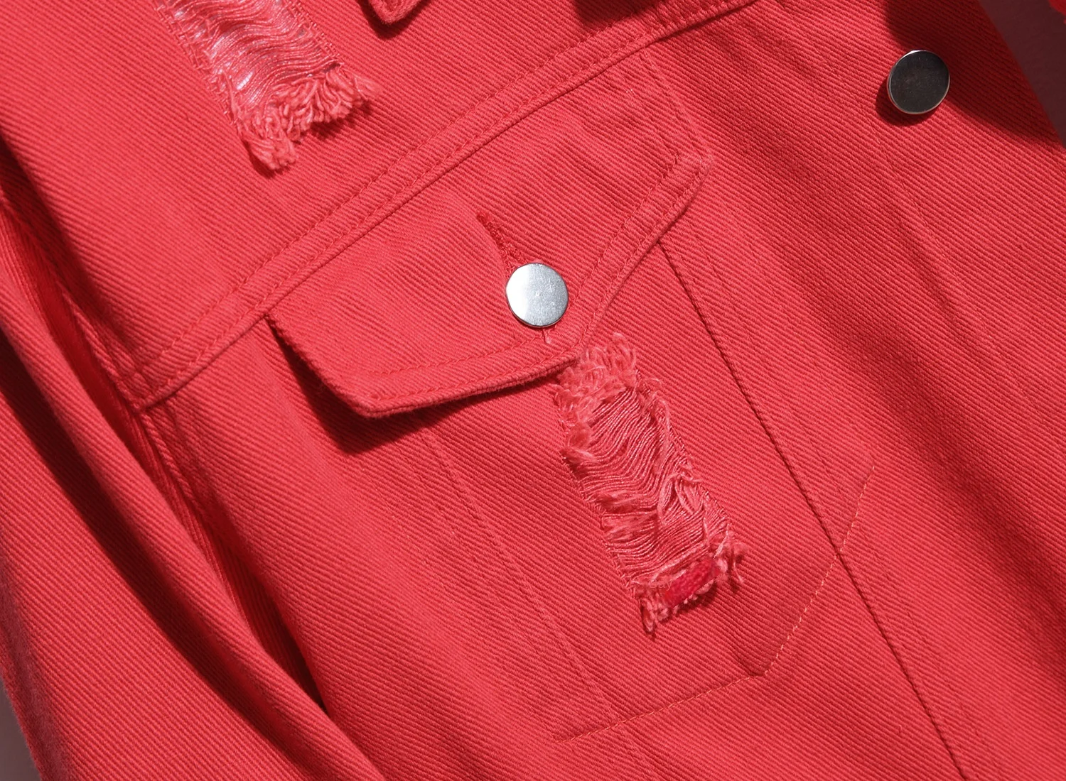 Streetwear Denim Jacket High Quality Custom Design Men Ripped Button