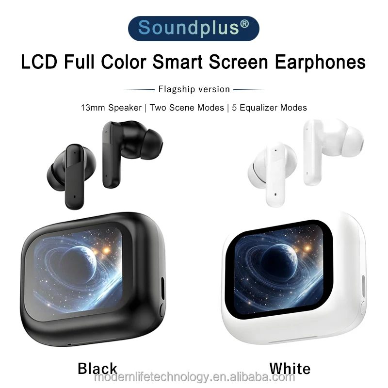 BY09 LCD Full Color Touch Screen Earbuds TWS in Ear Earphones with 13mm Driver Unit and 60ms Low Latency Gaming Mode