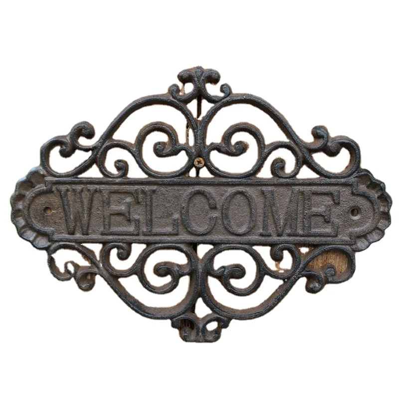Cast Iron Durable Welcome Sign Wall Mounted Vintage Home Restaurant Retro Style 