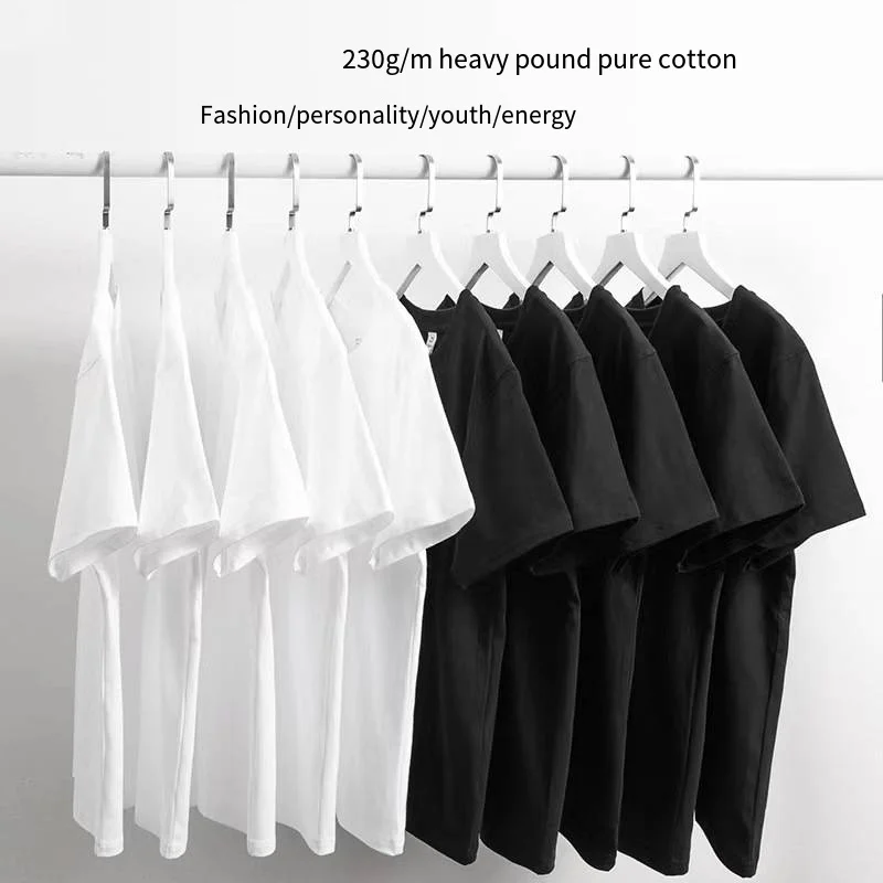 Custom Logo 230gsm Heavy Weight Black White Men S Plain T Shirts High