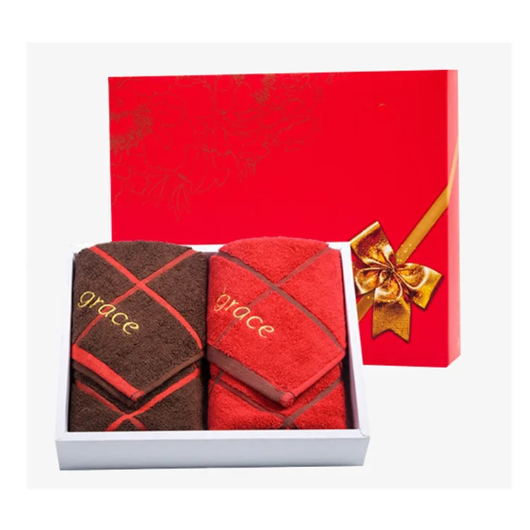 Luxury Custom Hand Towel Set Gift Box Packaging Personalized logo Cotton Towel Sets for Guests