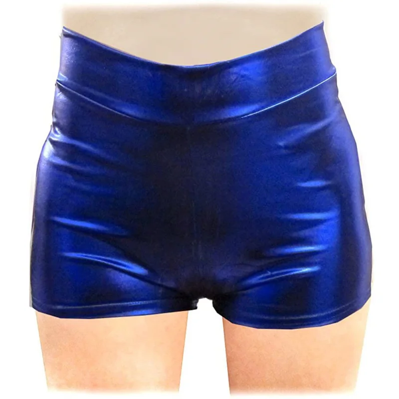 Pantalones cortos tipo bóxer de licra brillante para mujer con aspecto  húmedo líquido, pantalones de baile