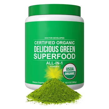 Max Energy and Athletic Performance Vegan Keto Green Juice Daily Drink Organic Greens Superfood Spirulina Powder