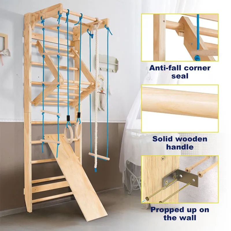 Pine Sports and Physiotherapy Ladder with Pull Bars Wall Mounted Home Adult & Kids Sports Equipment