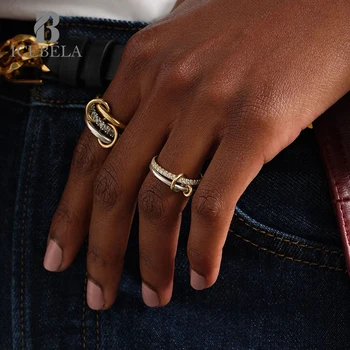 ICEBELA Wholesale Girls Ring Fine Jewelry Trendy Luxury Unique Zircon Multi-Layer 925 Sterling Silver Rings for Women