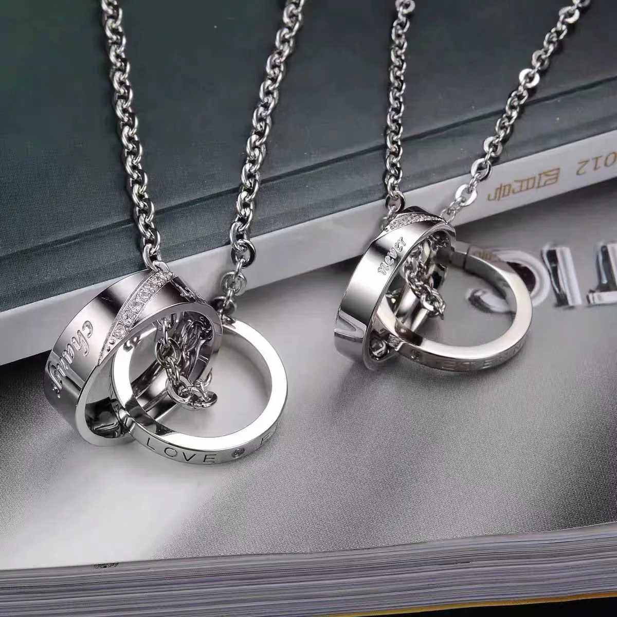 FY Personalized Promise Jewelry Stainless Steel CZ Diamond Inlaid