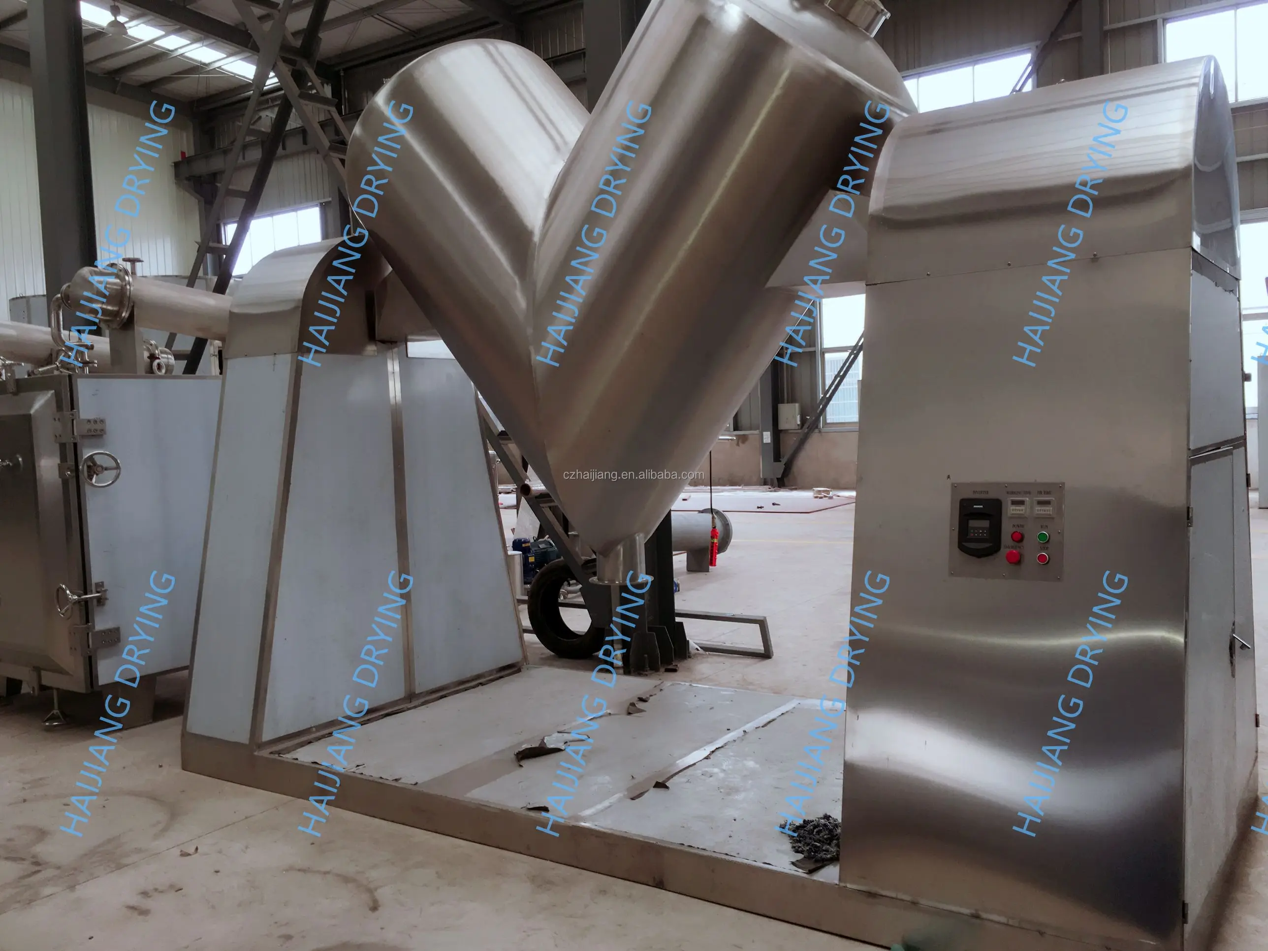 Hai Jiang Factory Made 30kg V Type Mixer V Type Cosmetic Mixer Juice Powder Mixer with Protective Fence