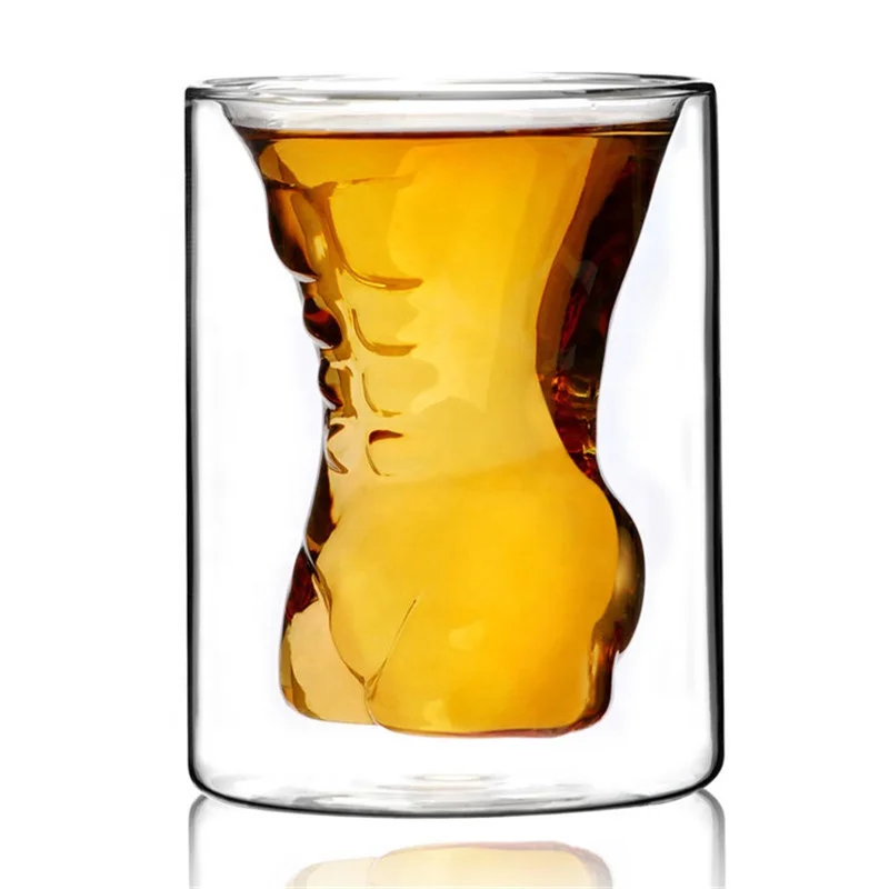 Creative Sexy Lady Naked Body Glass Double Wall Whiskey Glasses Wine Shot Glass Muscle Man Beer 6063