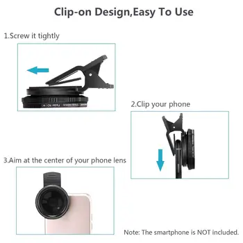 Adjustable Neutral Density Filter with Phone Clip NEEWER 37mm Clip on ND2-ND400 Phone Lens ND Filter Kit detail image