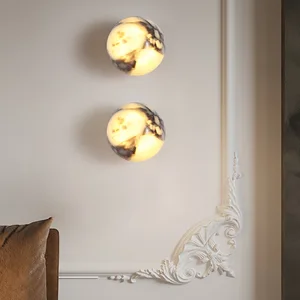 Zeal Lighting Vintage Decorative Marble Wall Sconce Living Room Bedroom Alabaster Wall Lamp Led for Corridor