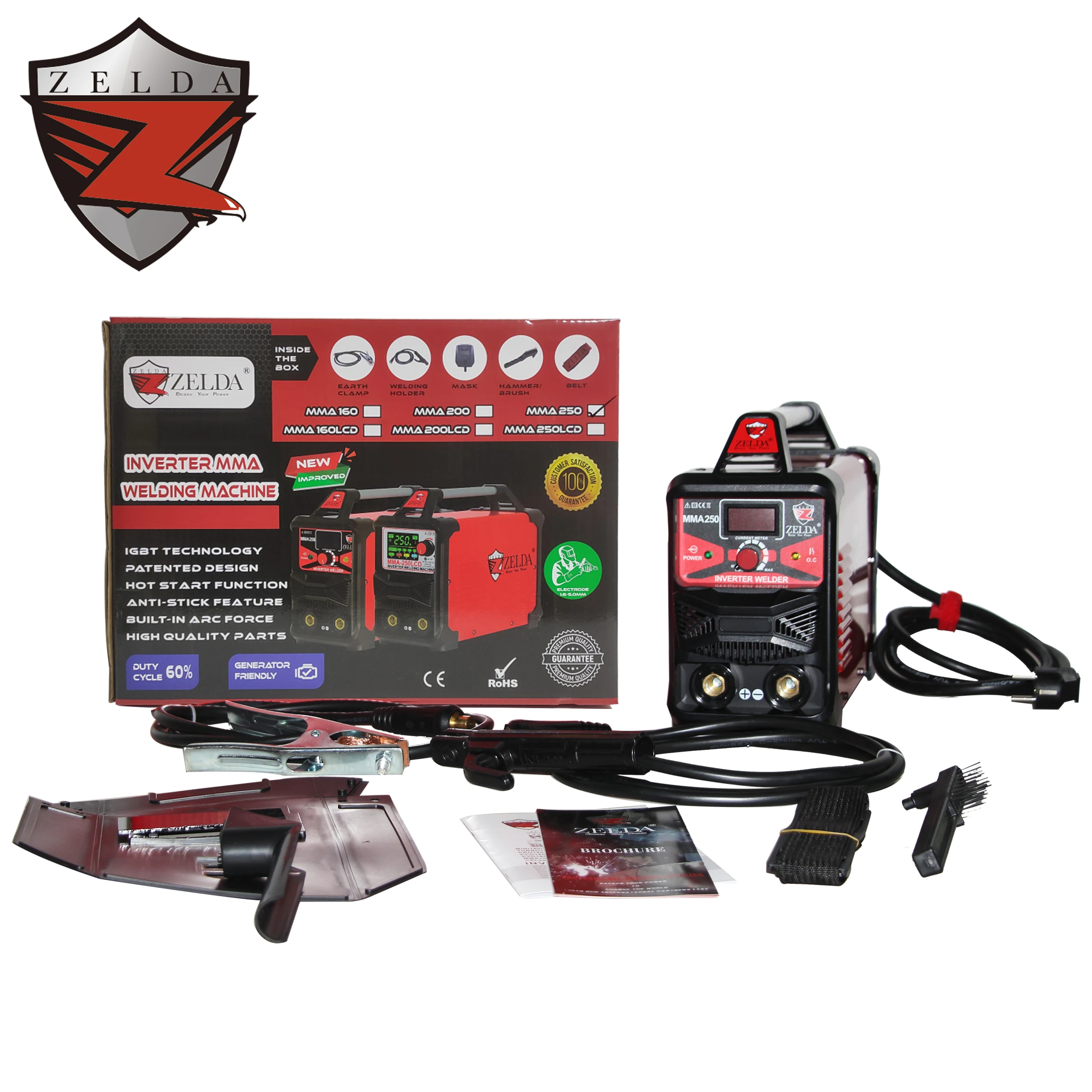 Zeldaポータブル220V溶接機ZX7 250 DCモーターIGBTインバーターアーク