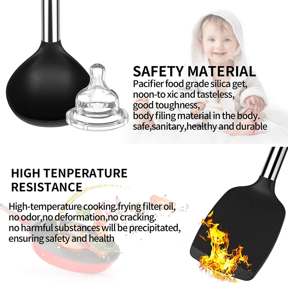 Лидер продаж кухонные аксессуары силиконовая посуда лопатка набор антипригарных кухонных принадлежностей с