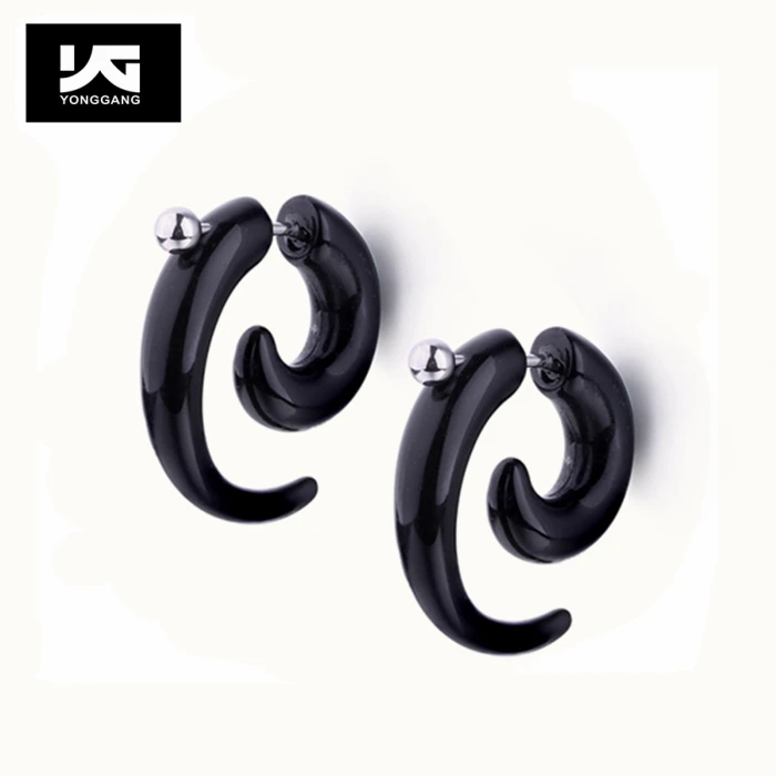 1 Pair Spiral Swirl Acrylic Ear Plugs Stretcher Expander Taper Tunnels Black JG 