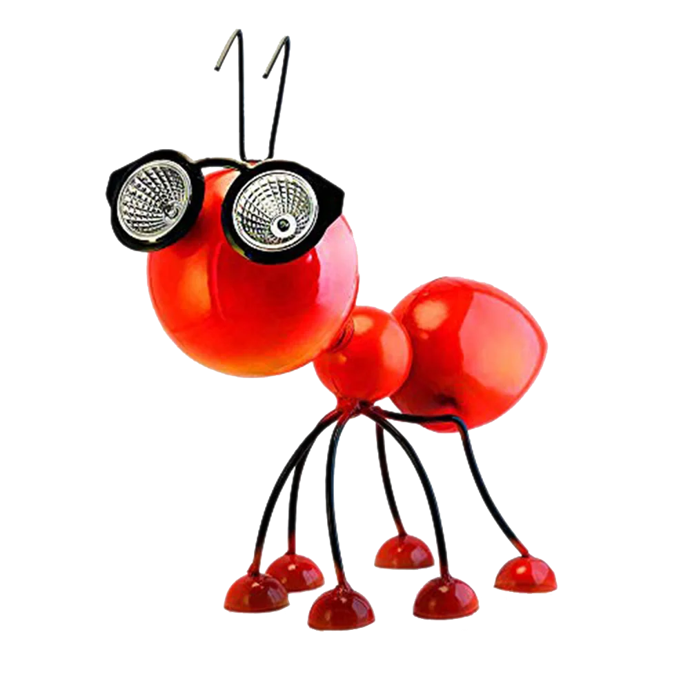 metal  Red Ant Solar Powered Led Lights Figurine