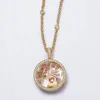 Collana con scatola rotonda in oro pieno di diamanti - Scatola vuota