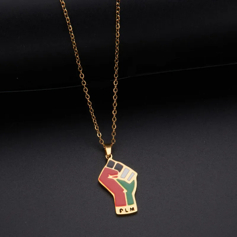 Palestine Flag Necklace – Stainless Steel Arabic Design Pendant, 20 Inch Unisex Jewelry - View #7