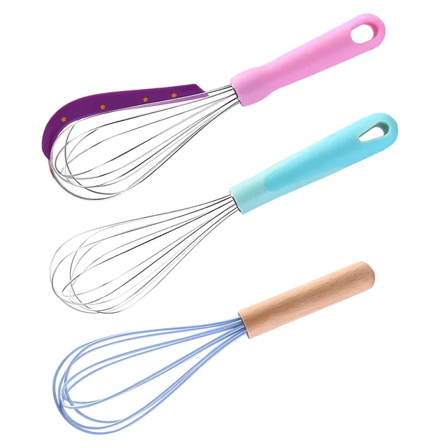 Silicone Whisk, Egg Beater Non-slip Handle Whisk for Non-stick Cookware Perfect for Cooking, Stirring, Beating and Blending