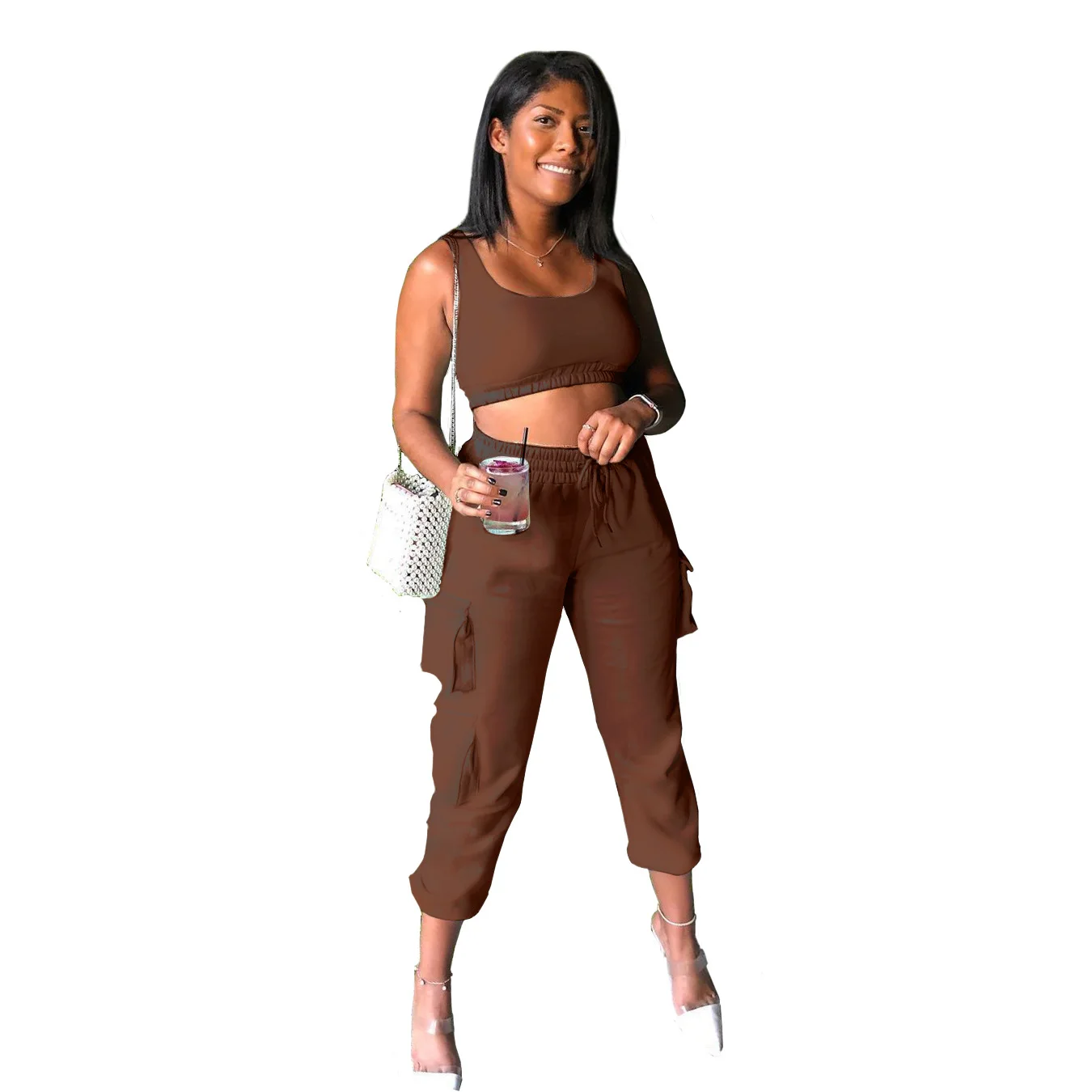 
Новейшая мода, однотонный Повседневный Карманный Комплект для йоги, женские костюмы для бега 