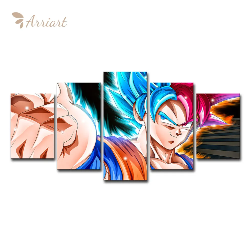 Canvas Wall Art Pictures Living Room Decor Framework 5 Pieces Cartoon Dragon Ball Z Goku Paintings Hd Prints Super Saiyan Poster Buy Cartoon Posters Design Professional Poster Printing 3d Plastic Art Wall Posters