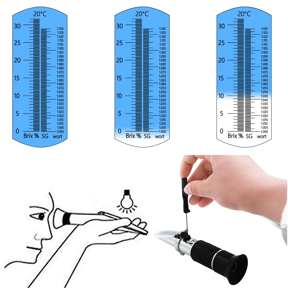 RIFRATTOMETRO DOPPIA SCALA 0-32% BRIX SG WORT - Beer & Wine - kit, malti,  luppoli, lieviti per l'homebrewing