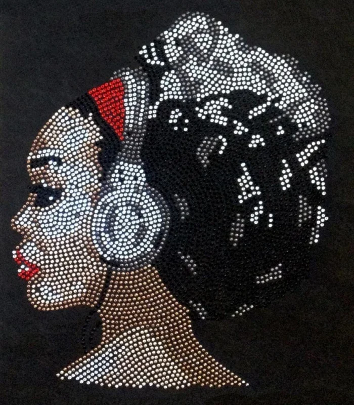 OEM ODM All Natural Afro Girl Rhinestone Transfer Wholesale Black Queen rhinestone heat transfer custom for t shirt