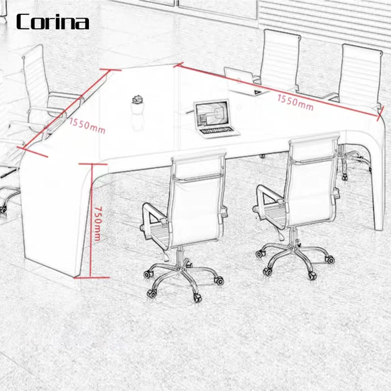 High Class Triangle Conference Table 6 Person Seat Outlets Meeting Room Boardroom Meeting Room Table