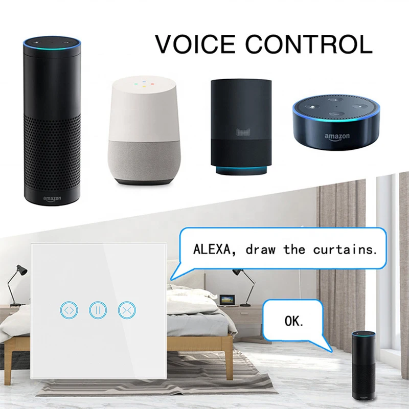 Tuya Smart App Remote Control Alexa Electric WiFi Smart Curtain Switch Motorized Roller Blinds Shutter Switch