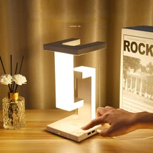 Touch Control Magnetic Levitating Desk Lamp with Wireless Charger Anti Gravity Creative Balance Nightstand Lamp