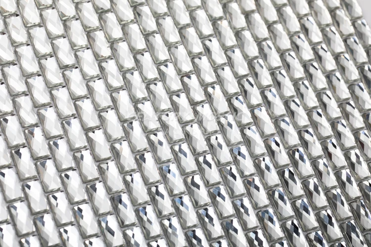 13 Faces Silver Beveled Diamond Mirror Glass Mosaic Tile Wall Decor