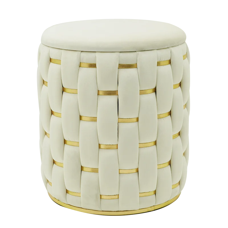 Modern Living Room Furniture Fabric Gold Side Velvet Ottoman Stool With Storage