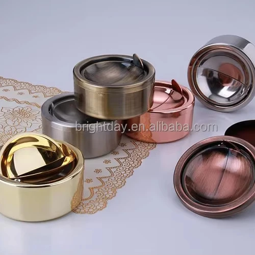 Wholesale Custom Logo Printing Round Portable Cigarette Smoking Ashtrays China Ashtray Factory India Brass Ashtray