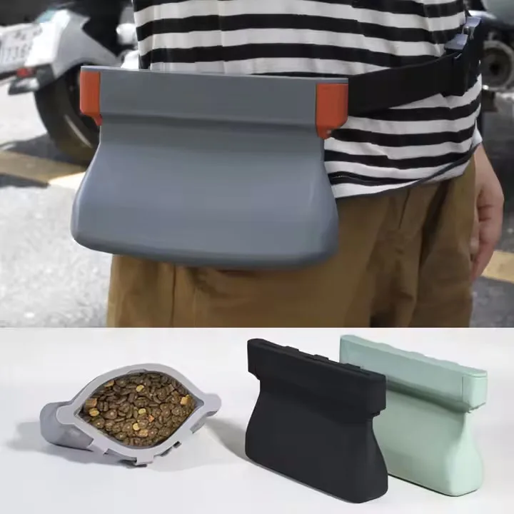 Sac à friandises pour chien, pochette en silicone pour chien ou chat, ceinture de style « fanny pack » décontractée pour les sorties en extérieur, motif décoratif, sac étanche pour l’entraînement et les collations