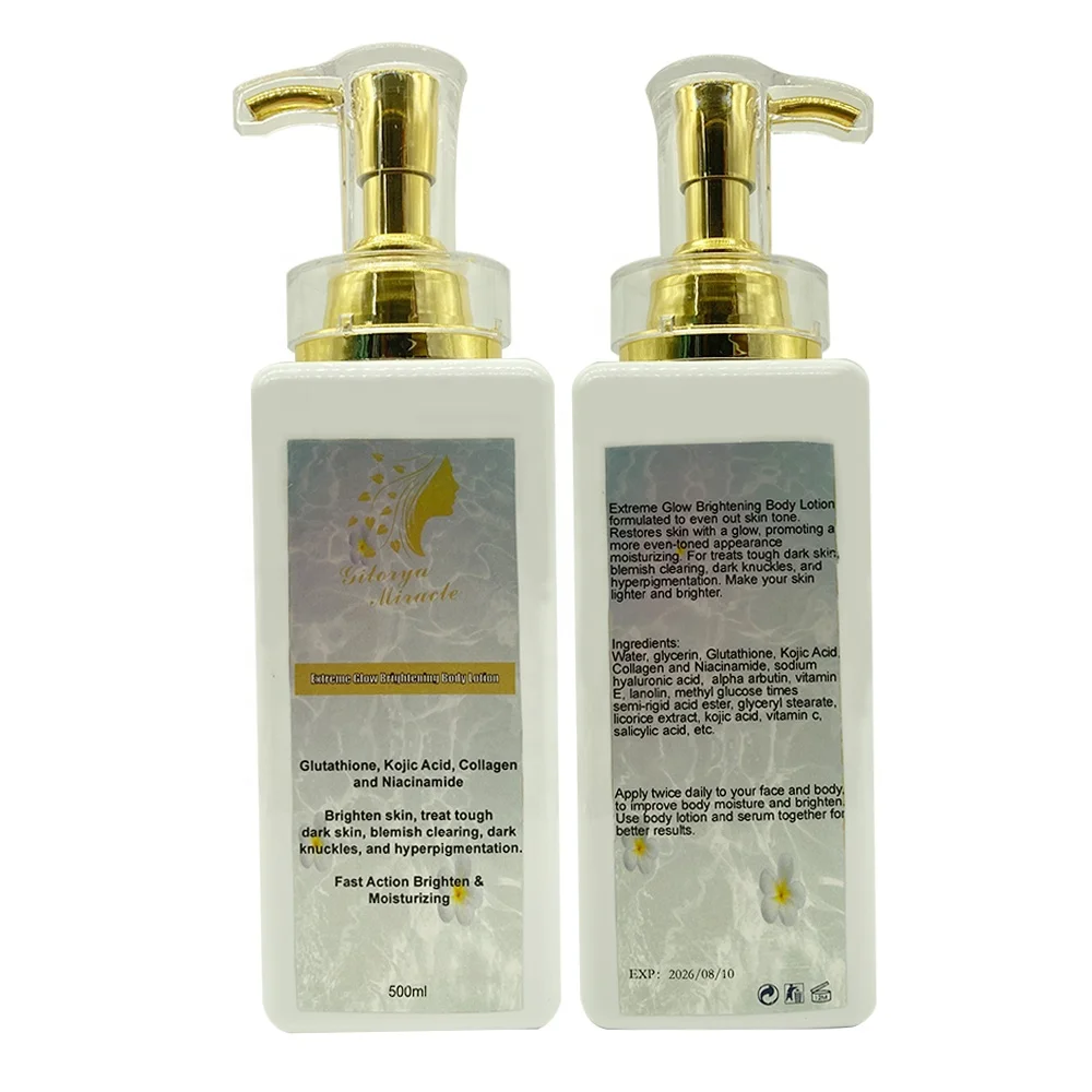 glutathione para aclarar la piel Loción Corporal Aclarante Extreme Glow con Glutatión, Ácido Kójico y Colágeno para Aclarar la Piel y Tratar las Manchas Oscuras Persistentes