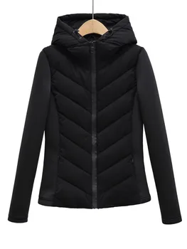 High Quality Women's Clothing 2024 Autumn New Style Pressure Strip Design Splicing Warm Hooded Women Long-sleeved Jacket Coat