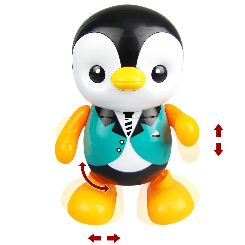 Penguin Doll Electric Walking Dancing Robot Toy with LED Light and Music for Kids