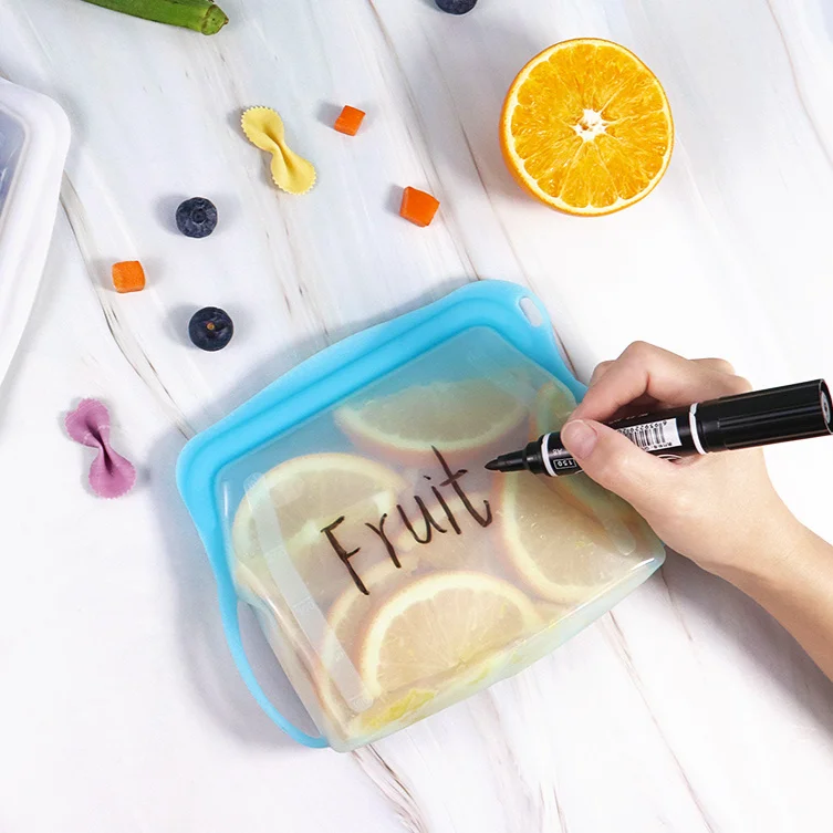 product silicone food storage bags new item silicone free food grade food storage bag set zipper silicone reusable bag-5