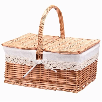 6 Cestini In Vimini Con Manico LEEQ - Ovale Bianco, Per Fiori, Caramelle, Decorazioni, Casa O Ristorante - Foto 2