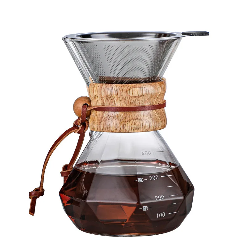 Custom 400ml 600ml 800ml Borosilicate Glass Pour Over Coffee Maker