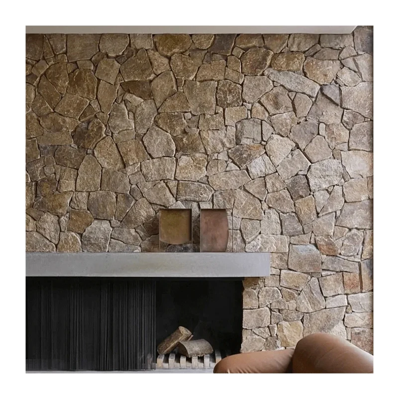 Natural Yellow Stone  Quartzite Free Form Exterior Decoration Stone Veneer Stack Wall Cladding Stone