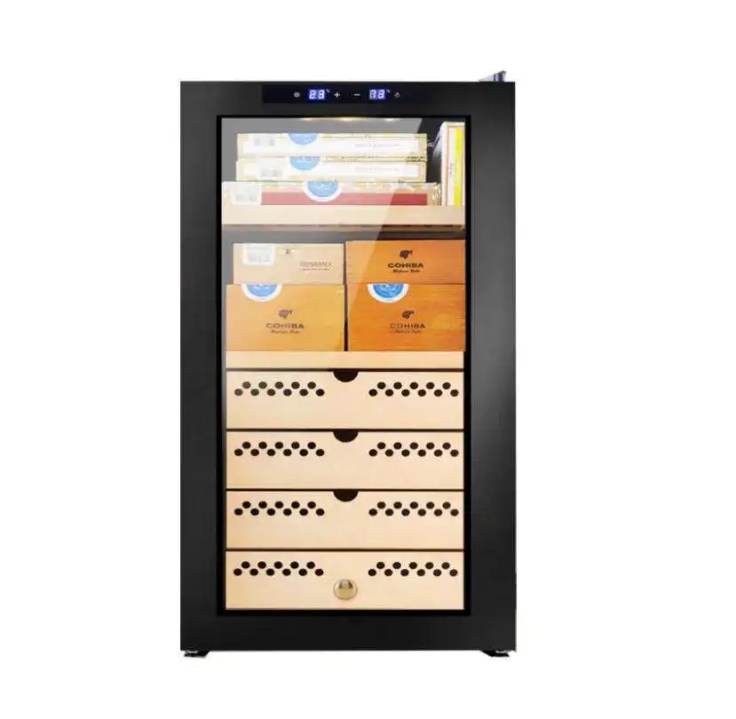 Small Humidity Cigar Cabinet Air Cooled Single Temperature Cedar Wood ...
