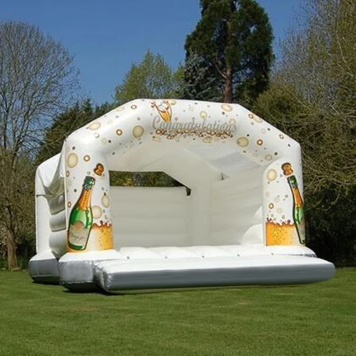 3.5x3.5m adults wedding all white bounce house with roof made of 610g/m2 pvc tarpaulin from China inflatable factory