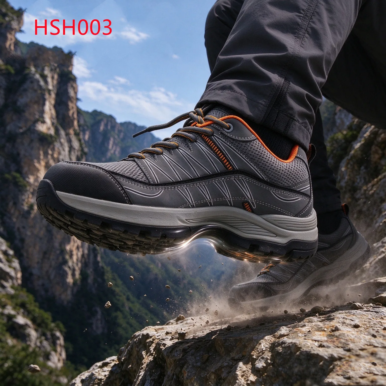 HY,Factory Price Super Anti-kick Reinforced Toe Hua Singh Hiking Boots Impact-proof EVA+rubber Sole Gray Trainer Shoes HSH003