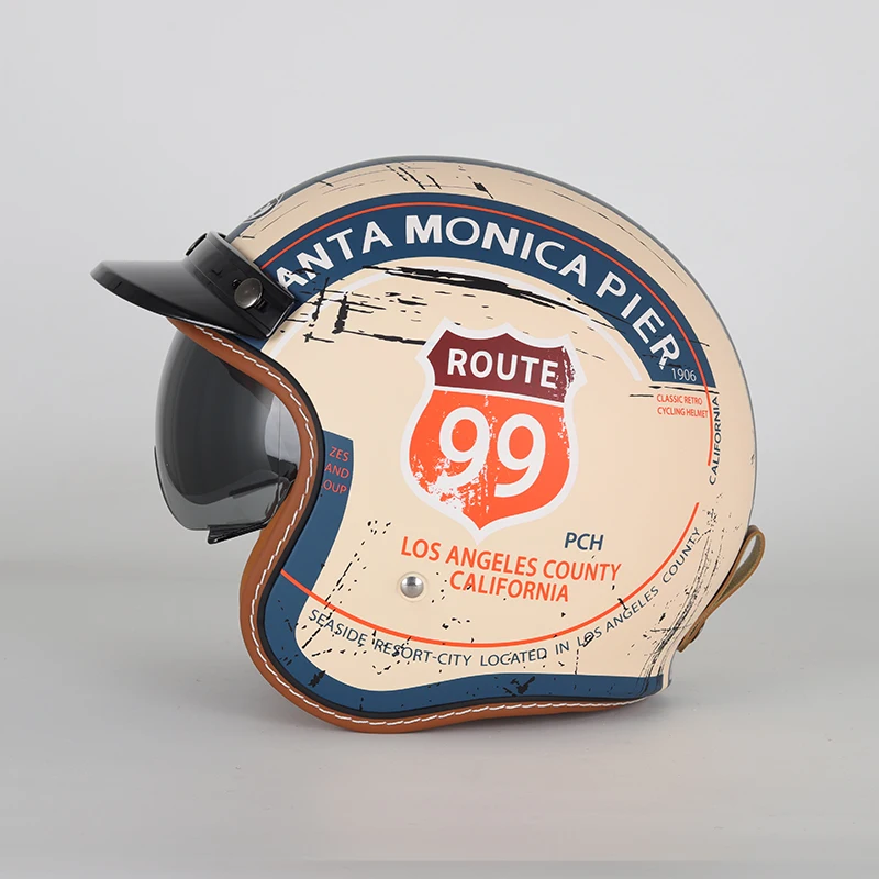 Motorcycle Retro Helmet Open Face Bubble Visor Mask - Main Image