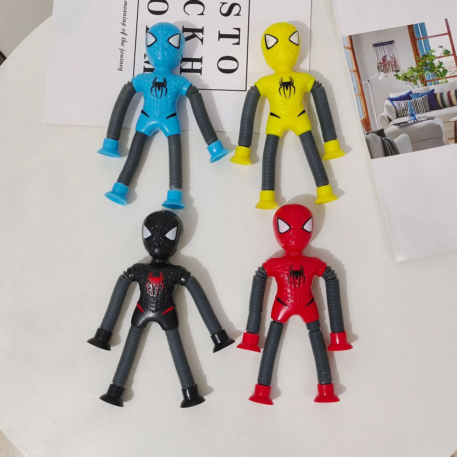 Popular Creative SpiderMans Stretch Tube Pull Telescopic Toy Kids Gift Glowing Pinch Toy Children's Decompression Toy