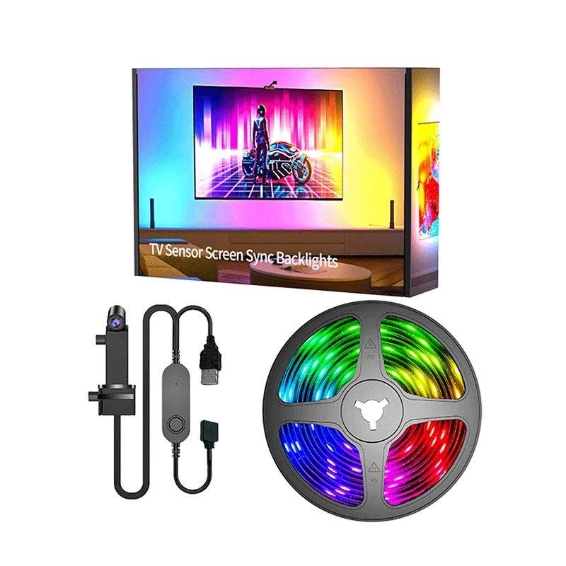 3.8M RGBIC Sensor-Controlled LED Strip Light 12V DC Color Picker 2.4G for Bluetooth Ulamp APP TV Back Lighting Lamp Remote