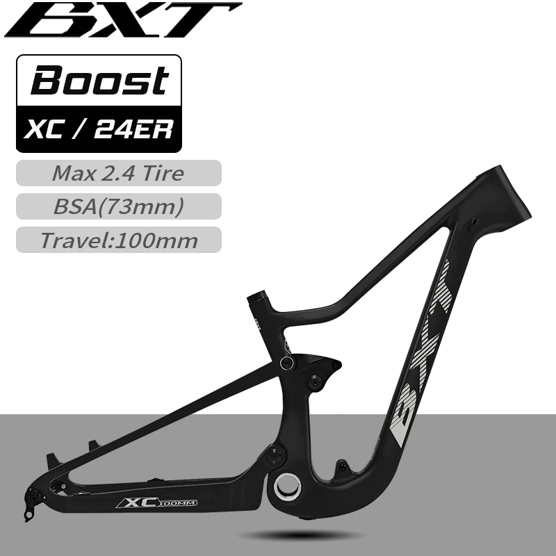 BXT 24er Carbon Fiber MTB Frame Full Suspension Kids Bike