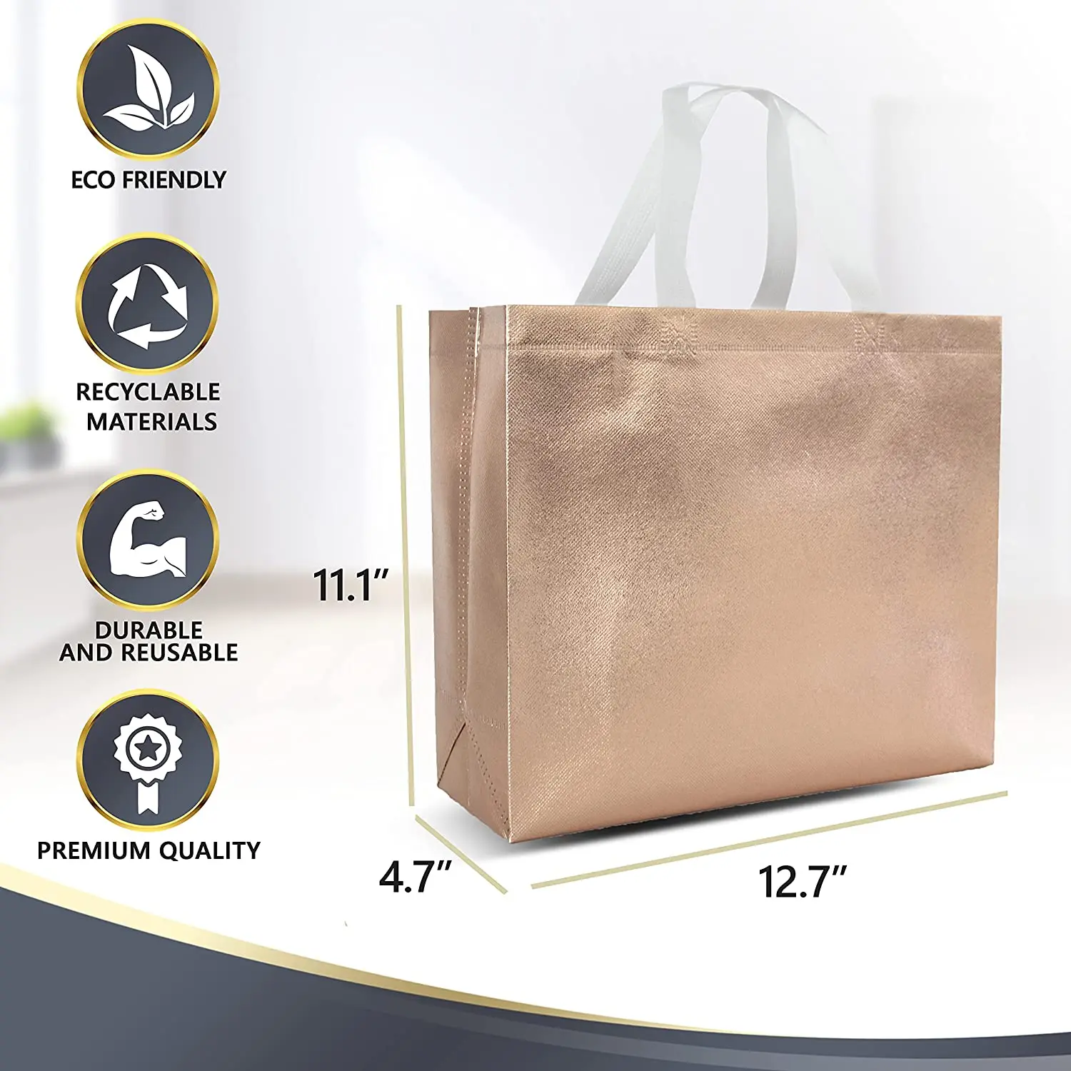 Glossy Reusable Grocery Shopping Non-woven Tote Bag Foldable Eco pp Non Woven Bag for Birthday Party Wedding details