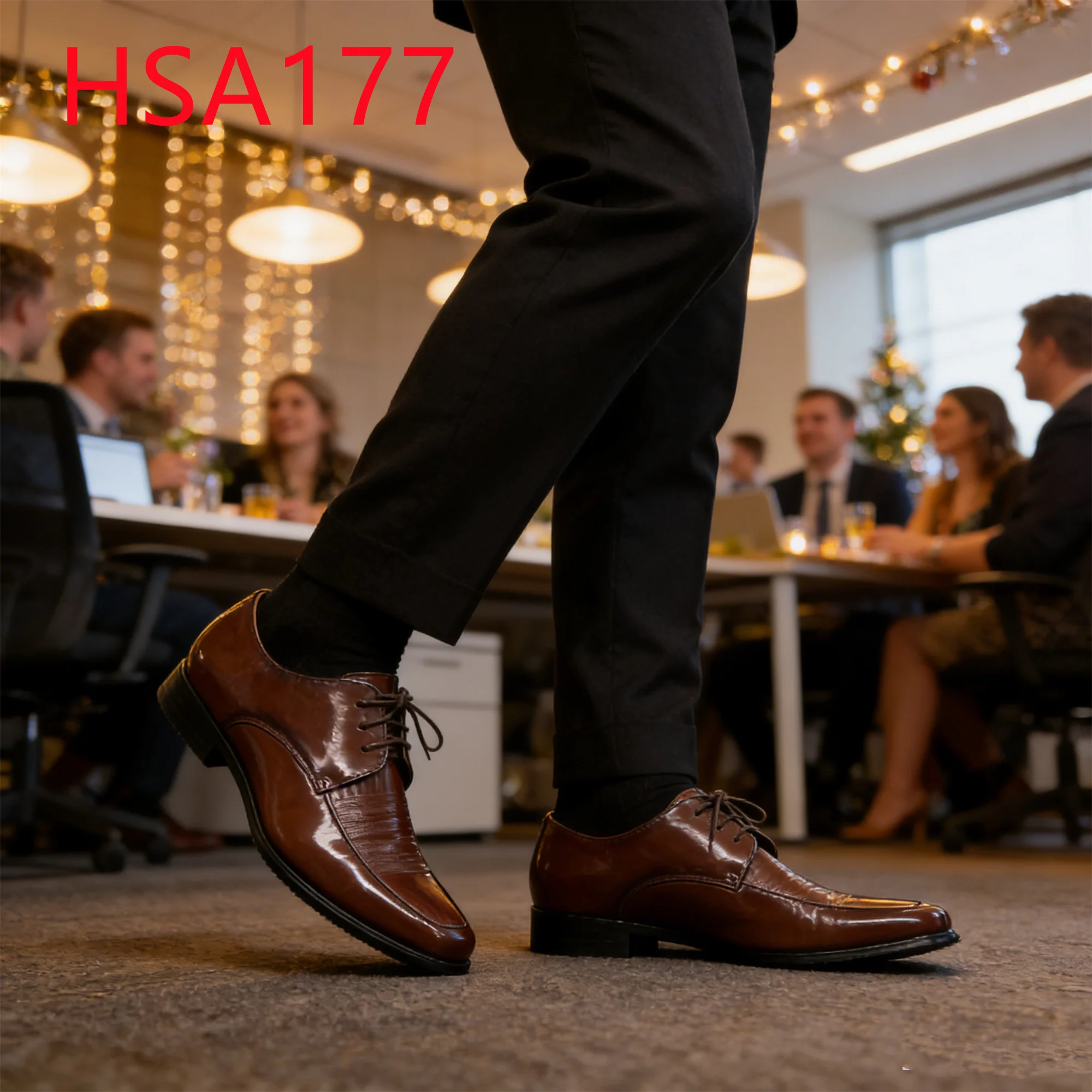 HY, modieuze herenschoenen met vierkante neus in bruin, zakelijke schoenen voor vergaderingen, elegante uitstraling, geurverminderende binnenzool, kantoor-schoenen HSA177