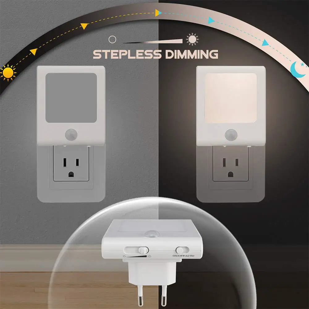 product acrylic wireless motion induction dusk to dawn plug in wall base baby room led night light-43