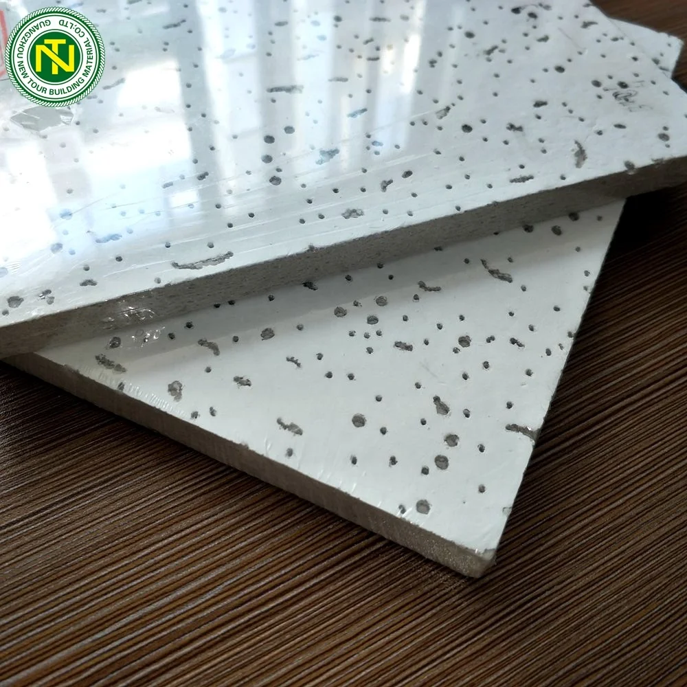 Acoustic Ceiling Board Pin Hole Tegular Edge Mineral Fiber Square ISO Mall Modern Small Gypsum Ceiling Board Making NEW TOUR